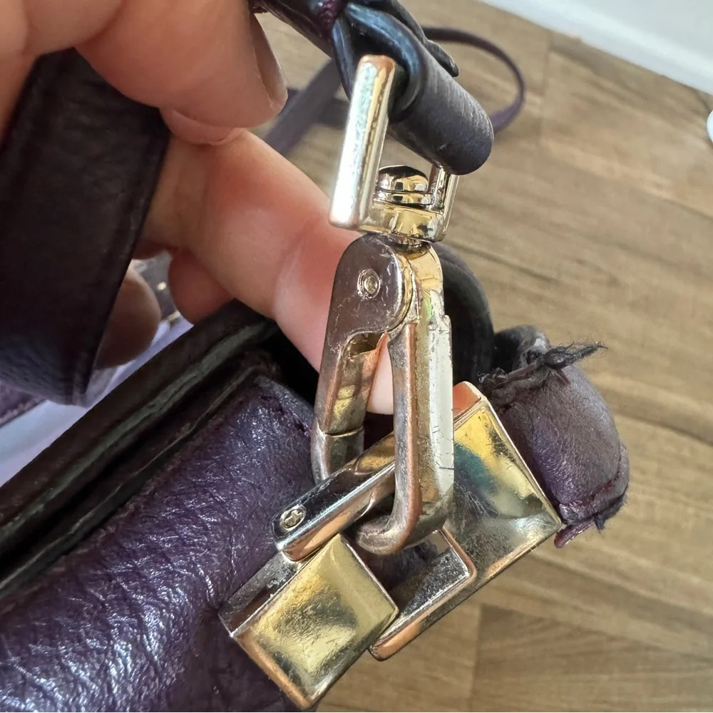 Kate Spade Oliver Street Logo Purse Dark Purple Leather Cross Body Bag - Picture 4 of 14